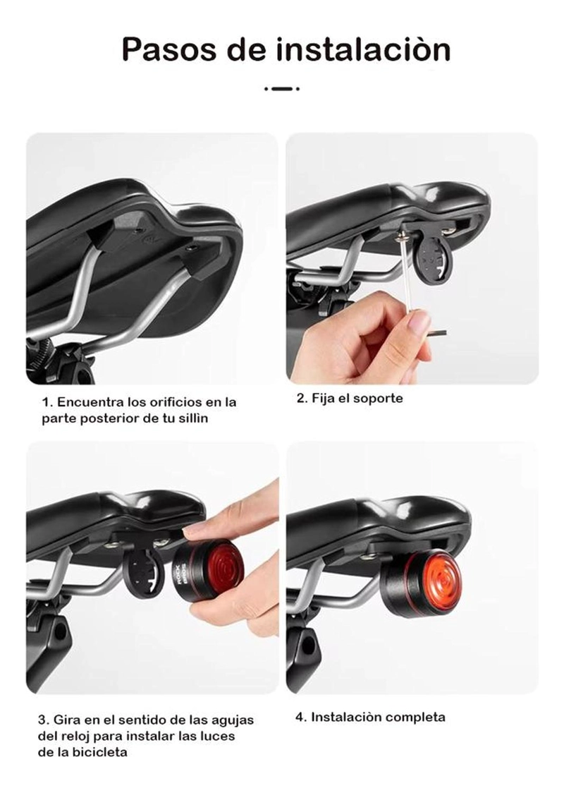 SOPORTE LUZ TRASERA TIPO GARMIN CLIP SILLIN UNIVERSAL NEGRO - 3