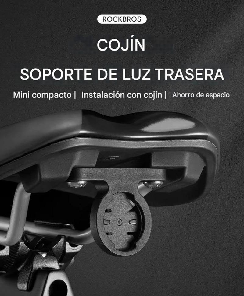 SOPORTE LUZ TRASERA TIPO GARMIN CLIP SILLIN UNIVERSAL NEGRO - 5