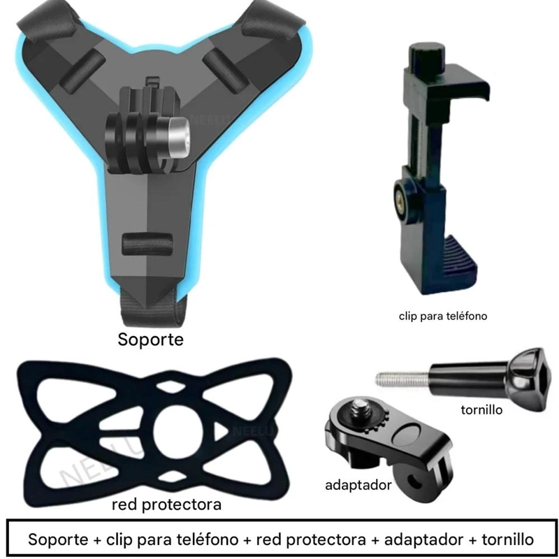 MONTURA DE MENTON PARA CASCO MOTO C/ ADAPTADOR GOPRO - 3