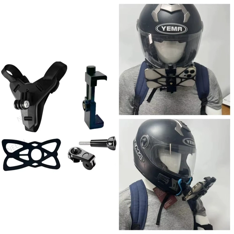 MONTURA DE MENTON PARA CASCO MOTO C/ ADAPTADOR GOPRO - 5