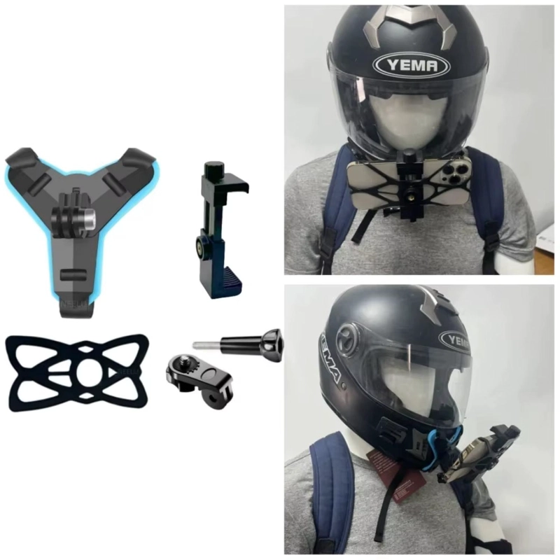 MONTURA DE MENTON PARA CASCO MOTO C/ ADAPTADOR GOPRO - 6