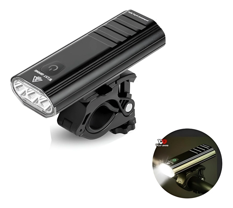 LUZ POTENTE MTB NOCTURNO Y CAMINOS RURALES 1200 LM BICICLETA NEGRO - 1