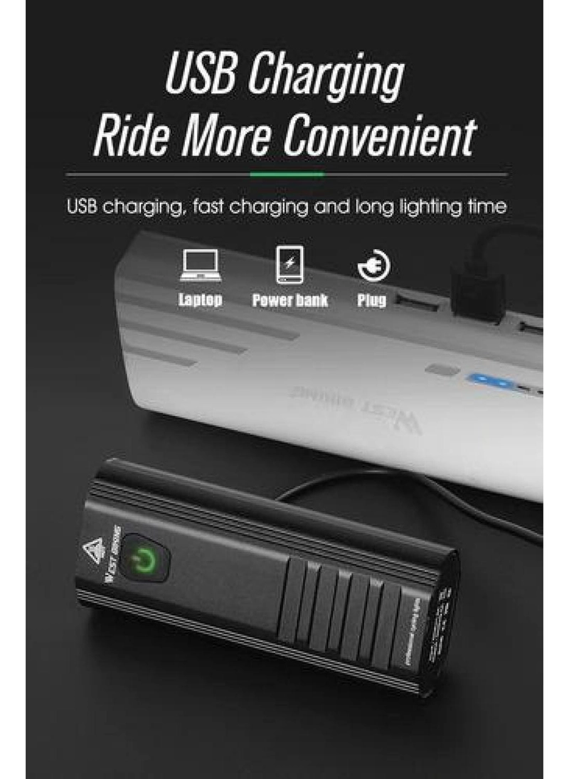 LUZ POTENTE MTB NOCTURNO Y CAMINOS RURALES 1200 LM BICICLETA NEGRO - 9