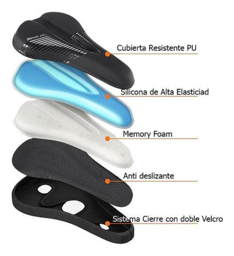 CUBRE SILLIN SILICONA USO PROLONGADO ALTA DENSIDAD CICLISMO NEGRO - 4