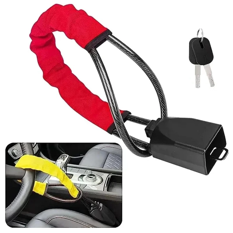 TRABA ANTIRROBO VOLANTE A CINTURON AUTO UNIVERSAL - 1