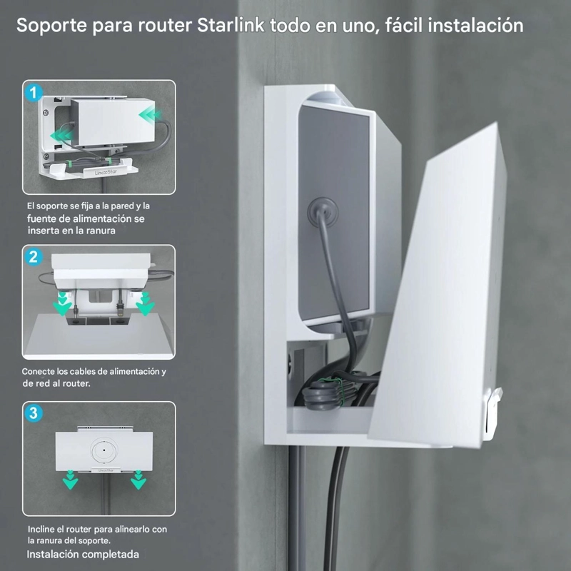 SOPORTE MURO ROUTER STARLINK GEN3 CON BASE PARA FUENTE - 2