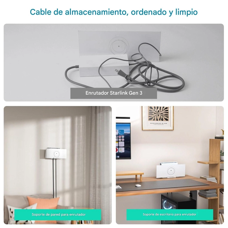 SOPORTE MURO ROUTER STARLINK GEN3 CON BASE PARA FUENTE - 5