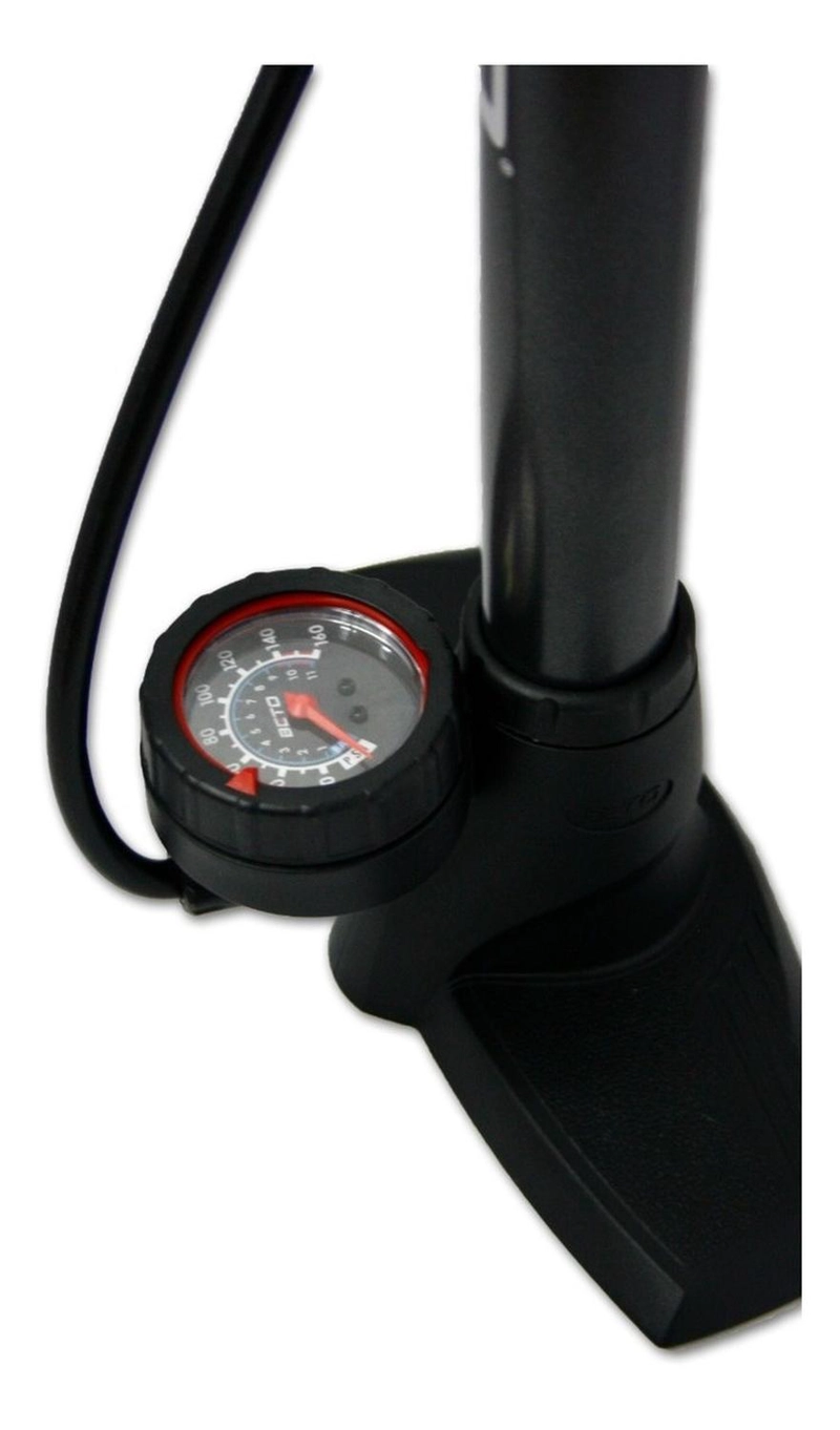 BOMBIN DE PIE BETO 160 PSI CON MANOMETRO PRESTA / SCHRADER NEGRO - 2