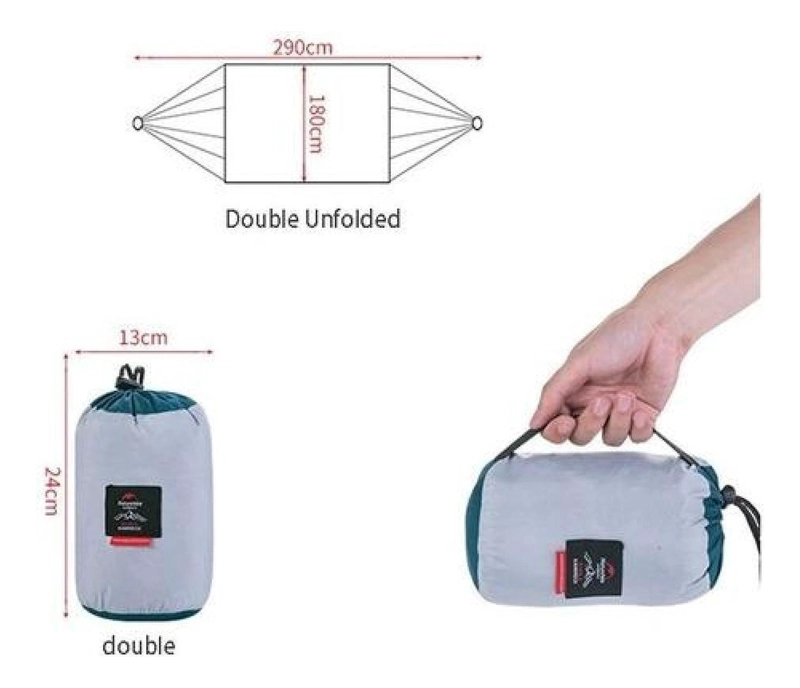 HAMACA NATUREHIKE DOBLE, ULTRA LIVIANA PORTABLE PARA CAMPING VERDE - 4