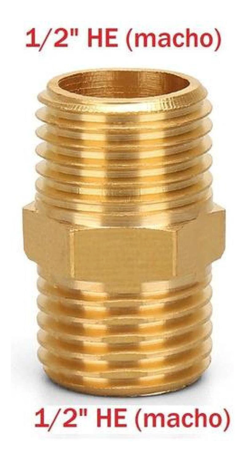 CONECTOR 1/2 X 1/2 HE/HE NIPLE ADAPTADOR BAÑO COCINA DUCHA - 2