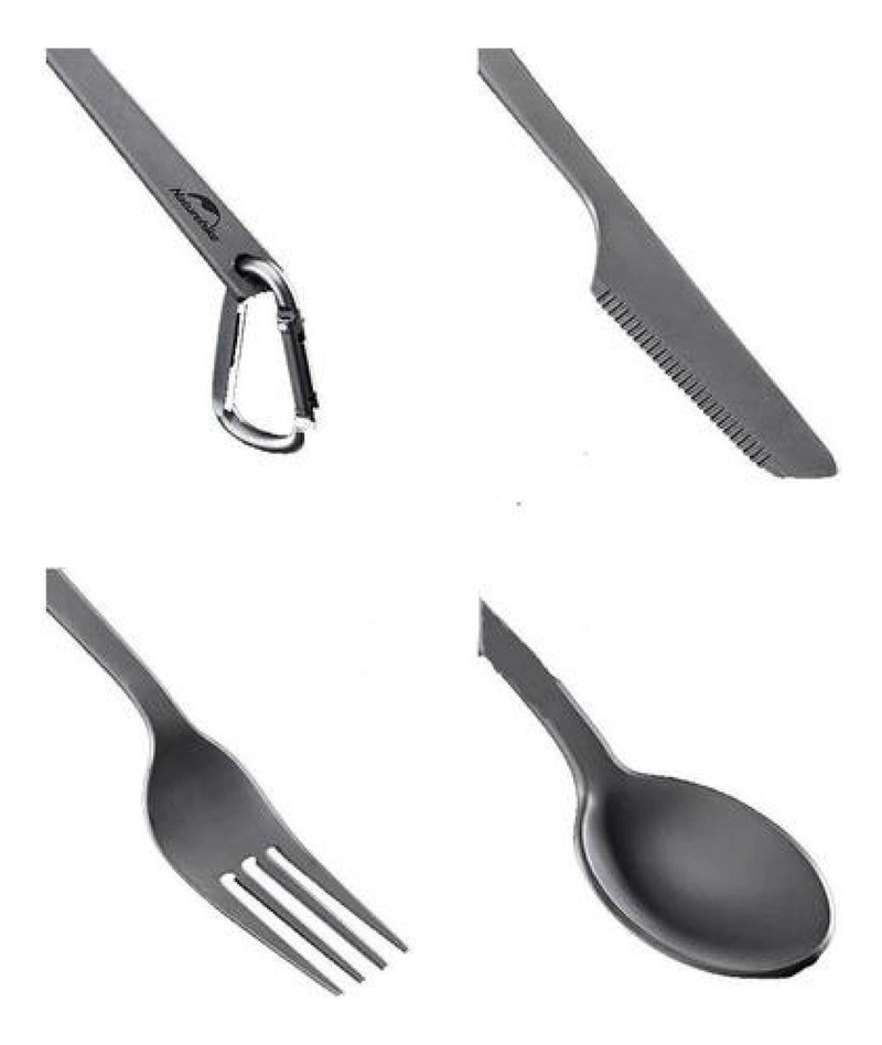 SET CUBIERTOS TITANIO NATUREHIKE ULTRALIVIANO PARA CAMPING - 2