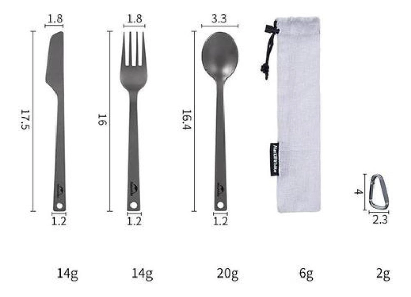 SET CUBIERTOS TITANIO NATUREHIKE ULTRALIVIANO PARA CAMPING - 5