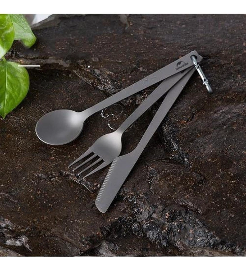 SET CUBIERTOS TITANIO NATUREHIKE ULTRALIVIANO PARA CAMPING - 8
