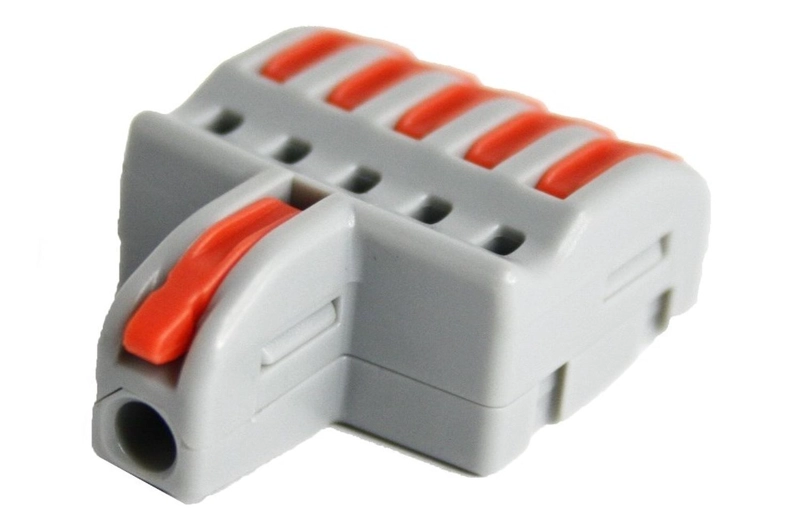 CONECTOR CABLEADO RAPIDO TIPO WAGO ENTRADA SALIDA MULTIPLES GRIS TAMAÑO TALLA UNICA LINEAL 1E 5S - 2