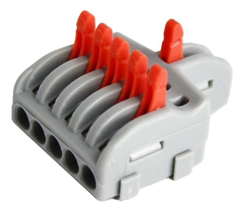 CONECTOR CABLEADO RAPIDO TIPO WAGO ENTRADA SALIDA MULTIPLES GRIS TAMAÑO TALLA UNICA LINEAL 1E 5S - 3