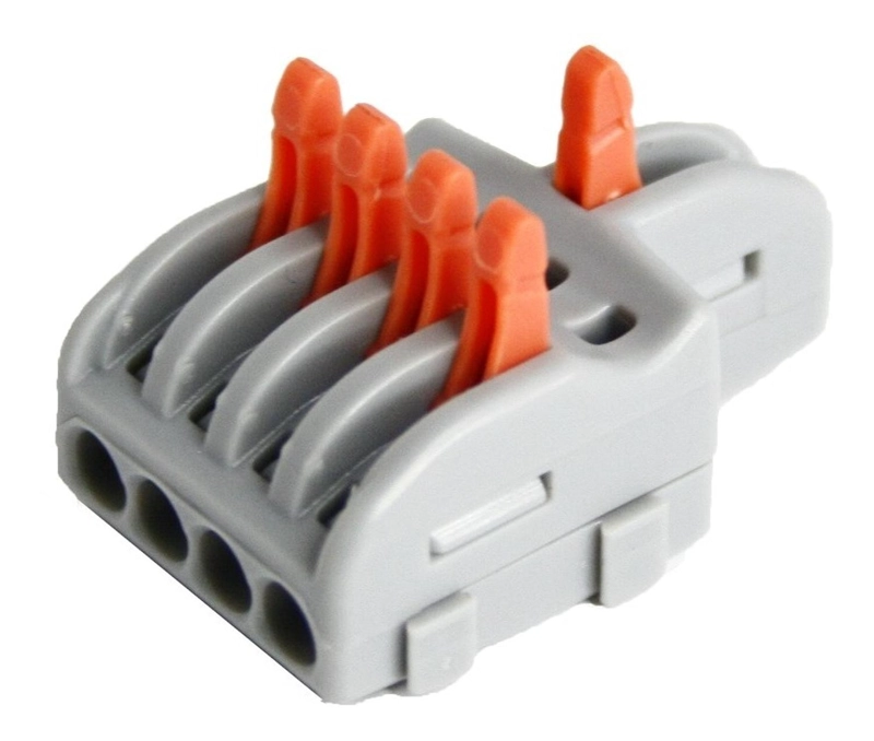 CONECTOR CABLEADO RAPIDO TIPO WAGO ENTRADA SALIDA MULTIPLES GRIS TAMAÑO TALLA UNICA LINEAL 1E 4S - 3