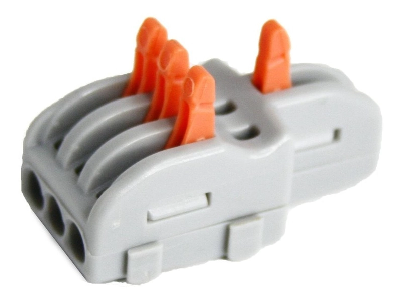 CONECTOR CABLEADO RAPIDO TIPO WAGO ENTRADA SALIDA MULTIPLES GRIS TAMAÑO TALLA UNICA LINEAL 1E 3S - 3