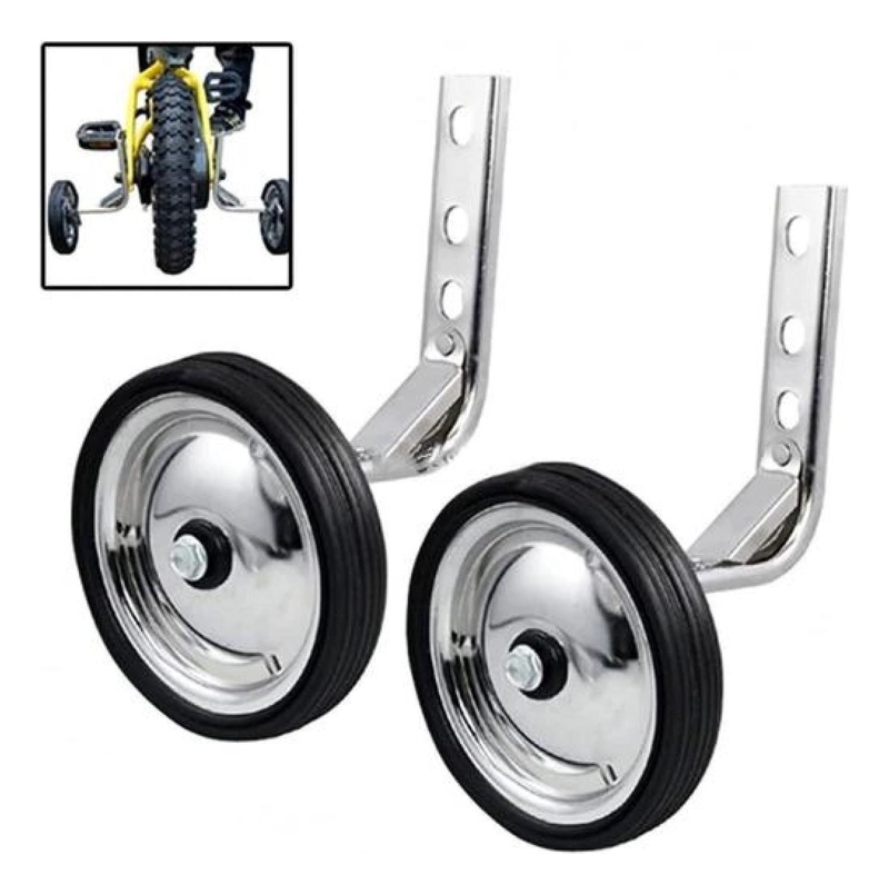 RUEDITAS ESTABILIZADORAS METALICA REGULABLE 12-20 BICICLETA NEGRO - 1