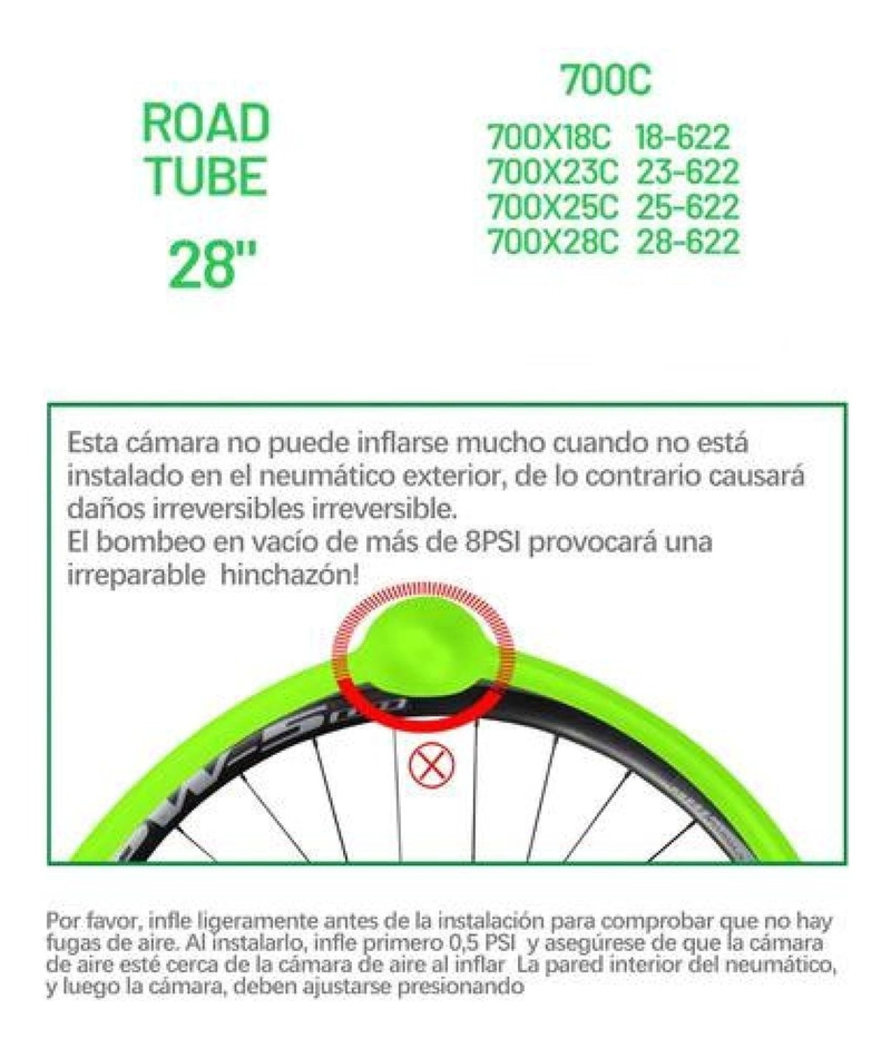 CAMARA BICICLETA TIPO TUBOLITO RUTA 700 X 18-28C VF 60MM PRESTA - 6