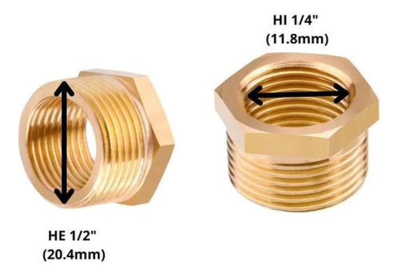 NIPLE BUJE BUSHING 1/4 HI- 1/2 HE CONECTOR BRONCE MANOMETRO - 3