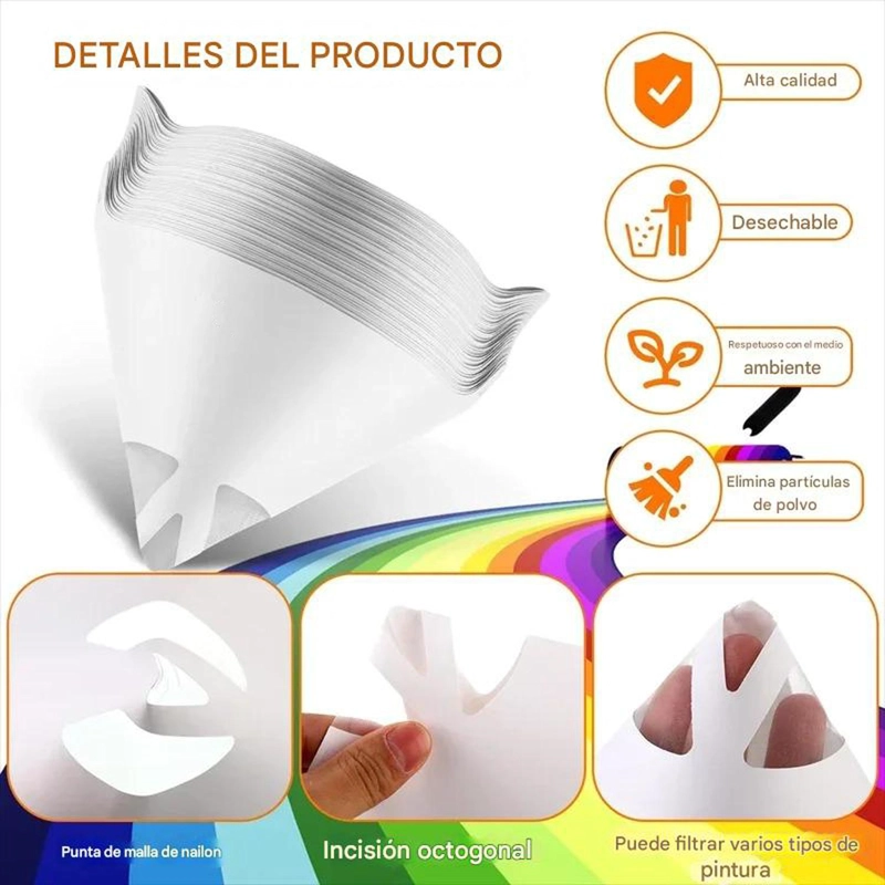100 FILTROS EMBUDO PINTURA AUTOMOTRIZ 100 MICRAS DESECHABLES - 9