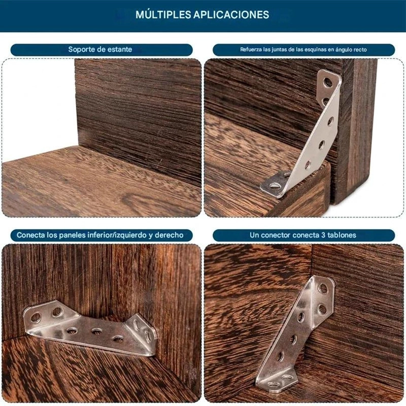 ESCUADRA ANGULO REFUERZO ESQUINERA 90° ACERO INOXIDABLE - 6