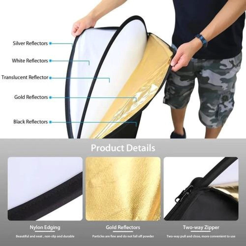 PANTALLA REFLECTORA 5 EN 1 BOLSO FOTOGRAFIA 80CM - 2