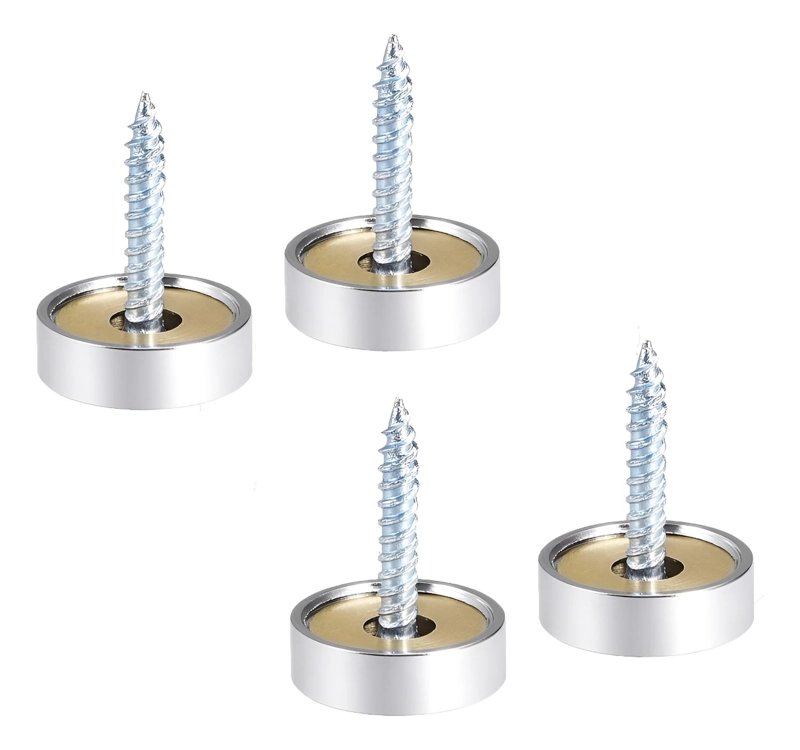 SET 4 TORNILLOS CON TAPA INSTALACION ESPEJOS DECORATIVOS TAMAÑO 14MM 14 MM (4 UNIDADES) - 1