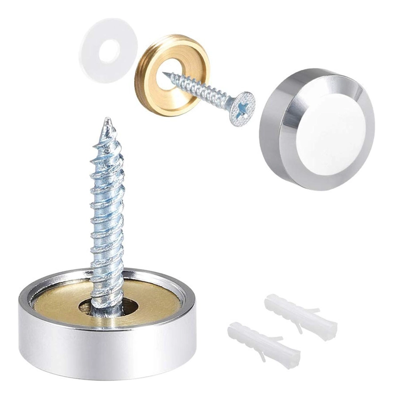 SET 4 TORNILLOS CON TAPA INSTALACION ESPEJOS DECORATIVOS TAMAÑO 14MM 14 MM (4 UNIDADES) - 2