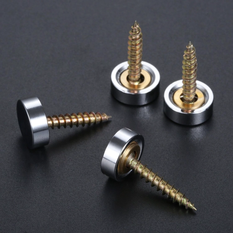 SET 4 TORNILLOS CON TAPA INSTALACION ESPEJOS DECORATIVOS TAMAÑO 14MM 14 MM (4 UNIDADES) - 3