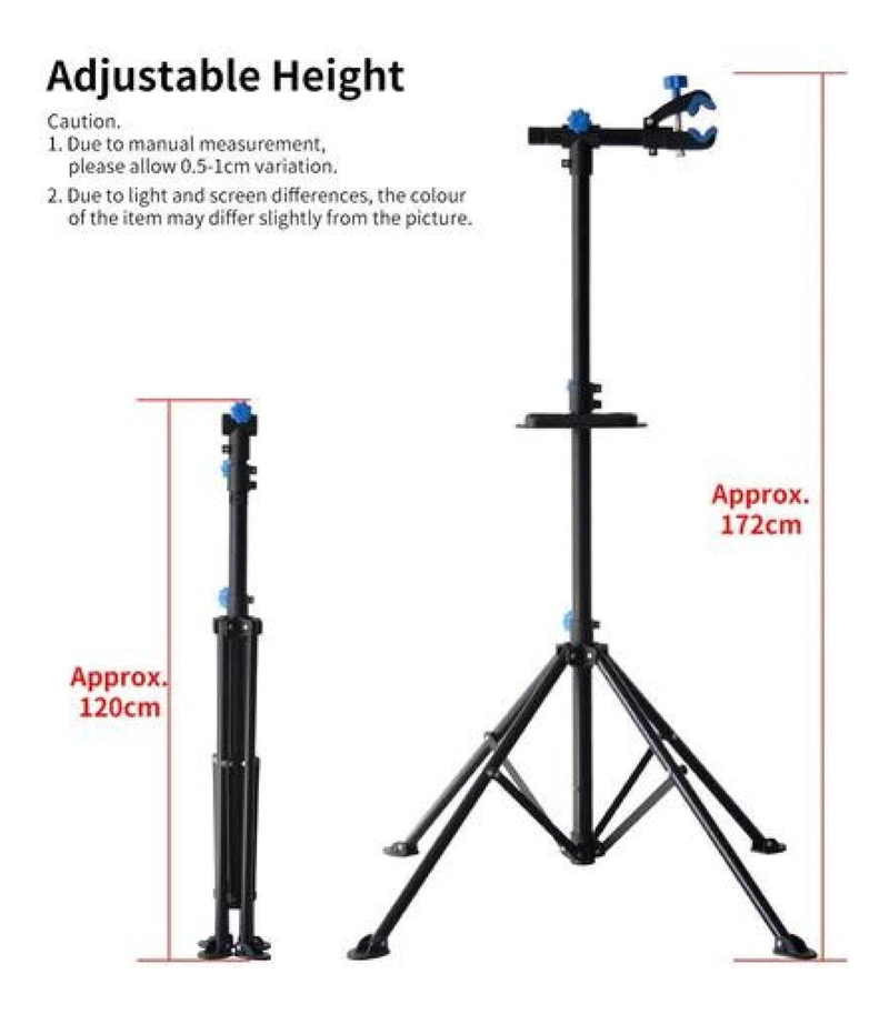 ATRIL SOPORTE MANTENCION BICICLETAS AJUSTABLE PLEGABLE NEGRO CON ROJO 4 PATAS - 4