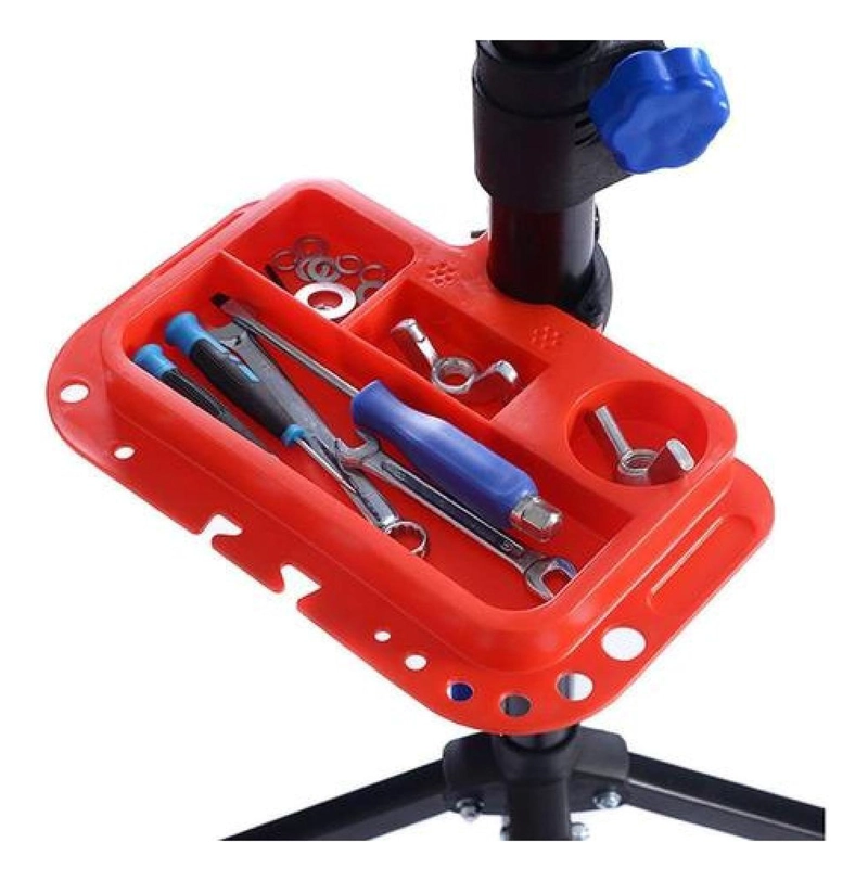 ATRIL SOPORTE MANTENCION BICICLETAS AJUSTABLE PLEGABLE NEGRO CON ROJO 4 PATAS - 5