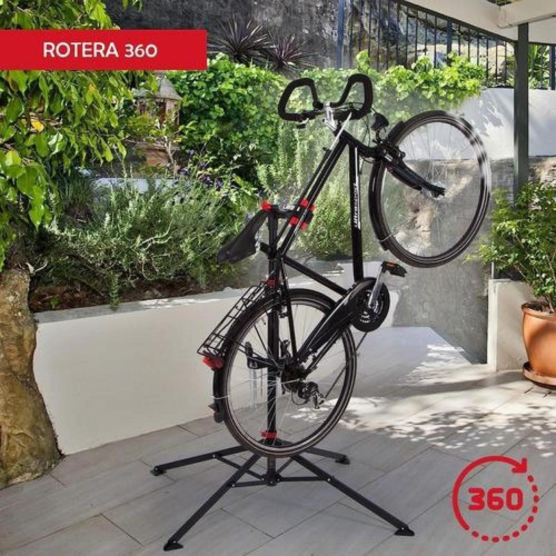 ATRIL SOPORTE MANTENCION BICICLETAS AJUSTABLE PLEGABLE NEGRO CON ROJO 4 PATAS - 6