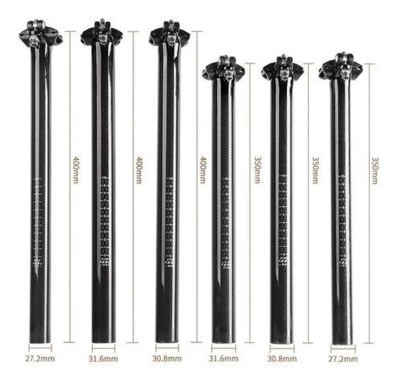 TUBO SILLIN CARBONO MTB RUTA 27.2/30.8/31.6/34.9 BICICLETA 31,6 X 350 MM - 8