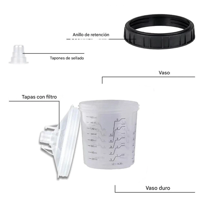 JUEGOS 50 VASOS DESECHABLES PINTURA AUTOS 160ML PISTOLA - 5