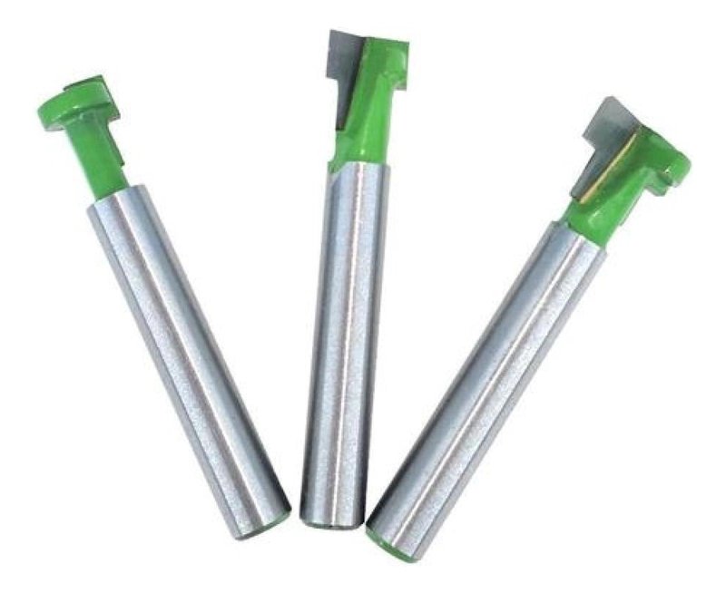 JUEGO DE 3 BROCAS FRESADORA RANURADORA EN T, VASTAGO DE 1/4 - 6