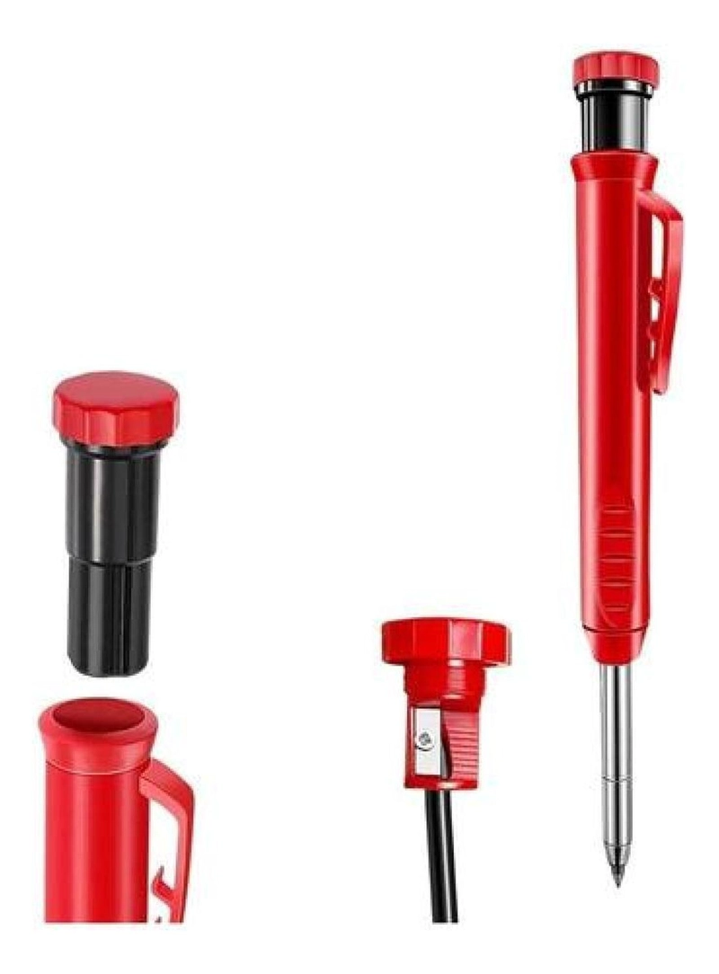 LAPIZ CARPINTERO PROFESIONAL 6 MINAS MARCADOR SOLIDO PLOMO - 2