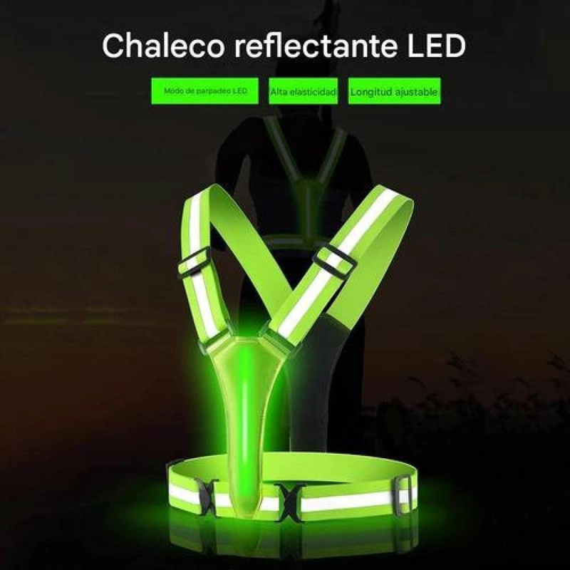CHALECO BANANO REFLECTANTE LED RECARGA USB CORRER CICLISMO - 1