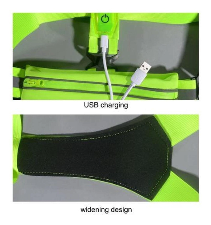 CHALECO BANANO REFLECTANTE LED RECARGA USB CORRER CICLISMO - 4