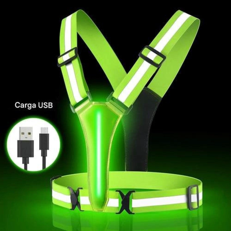 CHALECO BANANO REFLECTANTE LED RECARGA USB CORRER CICLISMO - 6