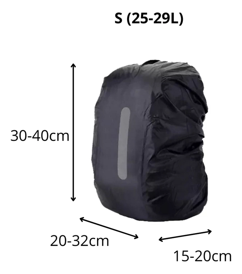 FUNDA CUBRE MOCHILA IMPERMEABLE REFLECTANTE 25-29 LITROS LISA CON REFLECTANTE - 8