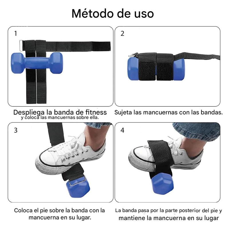 CORREAS TOBILLERAS PARA MANCUERNAS ENTRENAMIENTO PIERNA GYM - 7