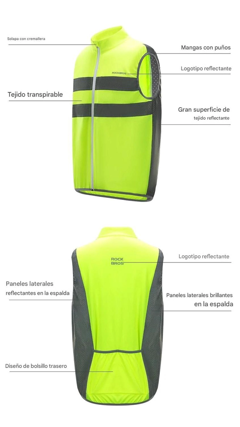 TRICOTA ROCKBROS SEGURIDAD REFLECTANTE CICLISMO SIN MANGAS - 5