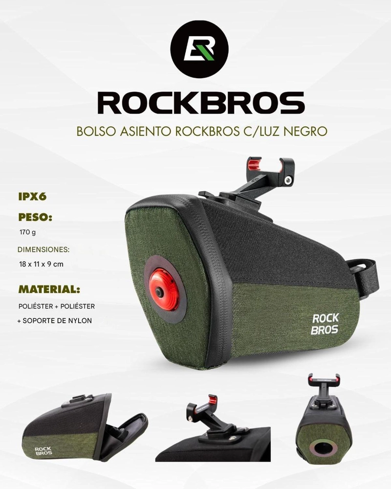 BOLSO ROCKBROS SILLIN LUZ FRENO INTELIGENTE EVA 0.45L - 3
