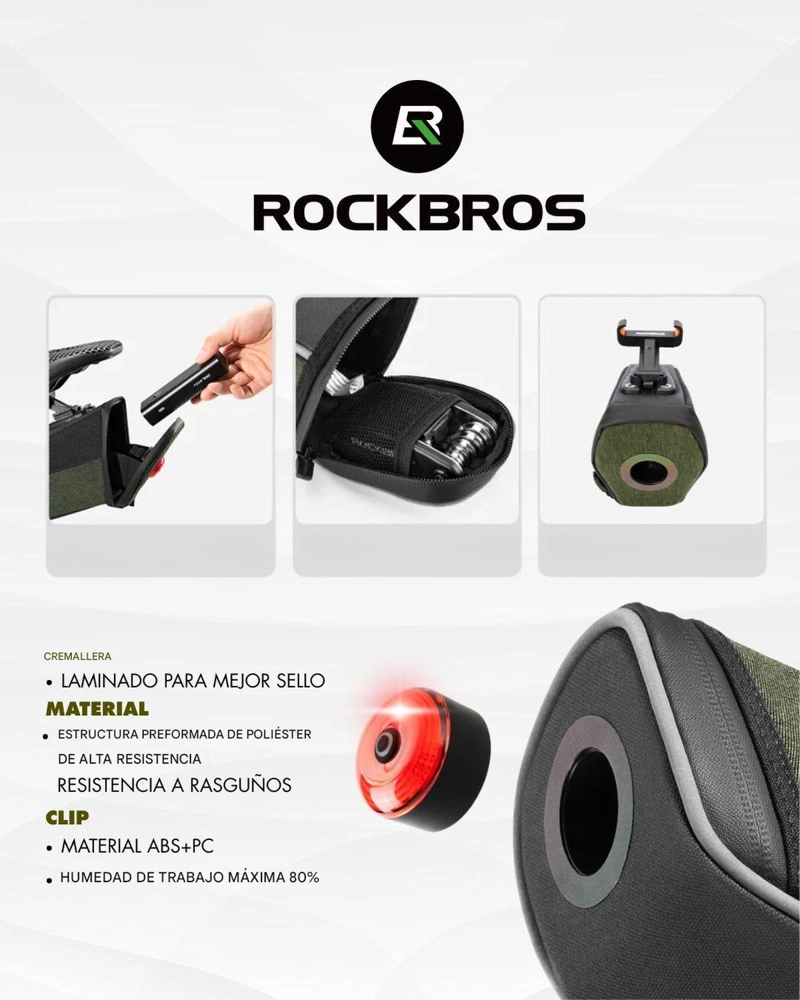 BOLSO ROCKBROS SILLIN LUZ FRENO INTELIGENTE EVA 0.45L - 4