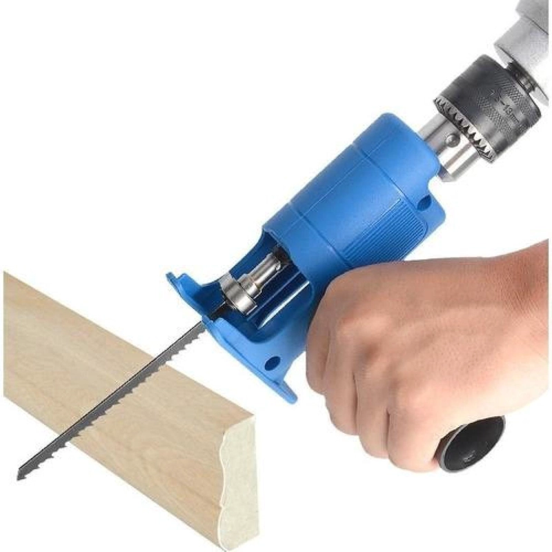 ADAPTADOR DE SIERRA PARA TALADRO + 3 HOJAS MADERA METAL PVC AZUL - 1