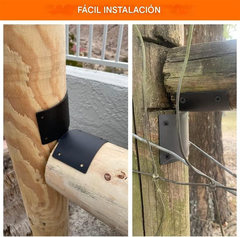 ESCUADRA CONECTOR ANGULO 90° POSTE REDONDO MADERA - 7
