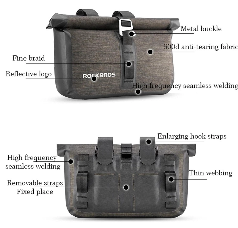 BOLSO MANUBRIO BICICLETA ROCKBROS IMPERMEABLE BANANO - 3
