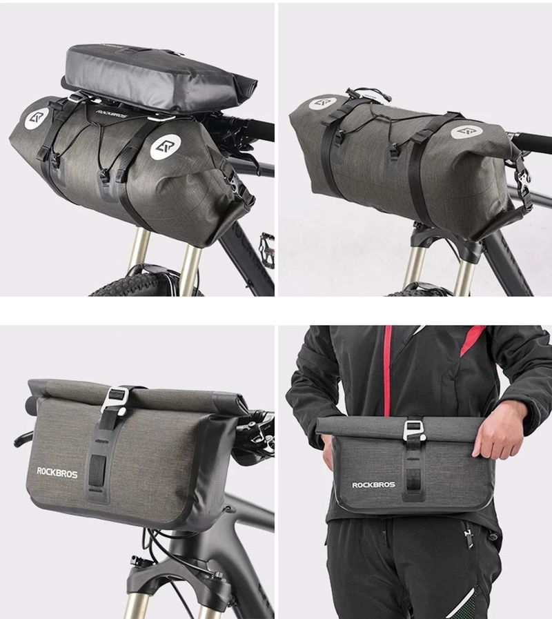 BOLSO MANUBRIO BICICLETA ROCKBROS IMPERMEABLE BANANO - 6