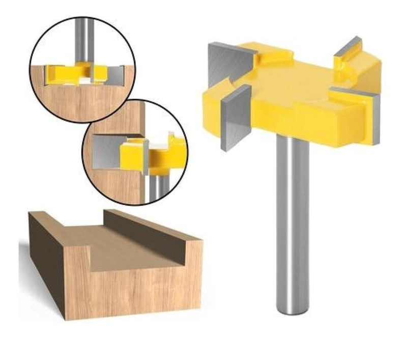 FRESA RANURADORA TIPO T DE 12MM 4 BORDES ROUTER CARPINTERIA - 1